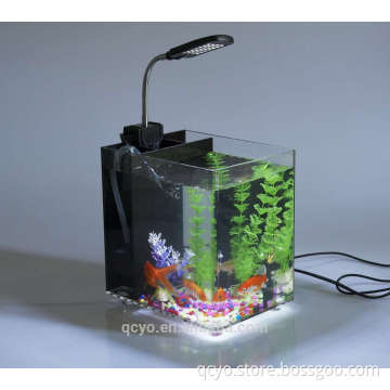 2015 new design Acrylic clear electric fish tankof mini size with LED light